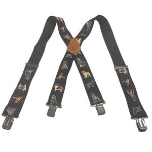 Yankee Forge Suspenders Mens 48” / 2” wide Dog Lover Dogs Leather Adjustable